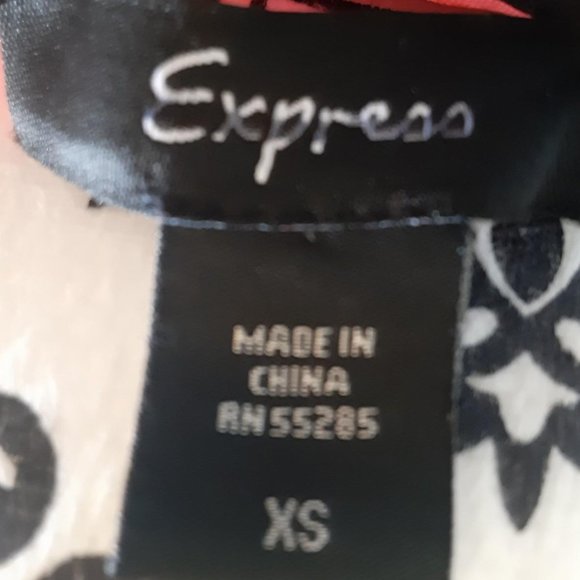 Express top Lace overlay Coral/black tight stretch top - Picture 8 of 11